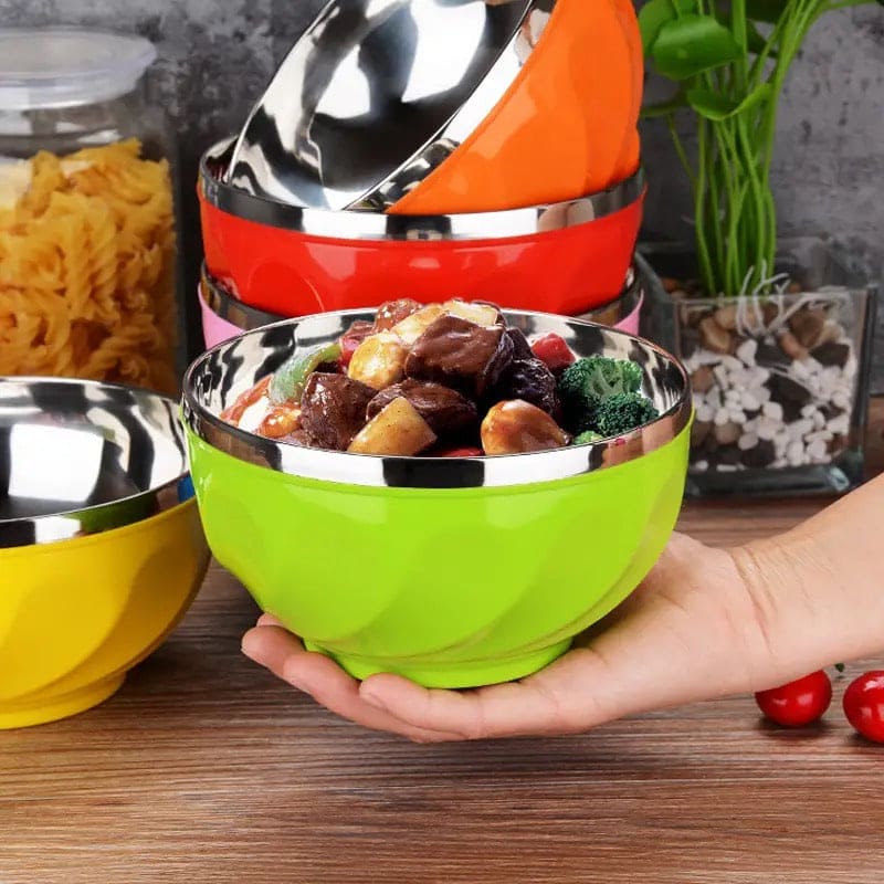 Candy Color Stainless Steel Bowl, Double Layer Creative Noodle Bowl Soup Bowl, Children Dinnerware Heat Insulation Rice Bowl, Stainless Steel Food Salad Container, Kitchen Utensils, Anti-scalding Kids Rice, Soup, Noodles, Salad Bowl Candy Color Stainless Steel Bowl, Double Layer Creative Noodle Bowl Soup Bowl, Children Dinnerware Heat Insulation Rice Bowl, Stainless Steel Food Salad Container, Kitchen Utensils, Anti-scalding Kids Rice, Soup, Noodles, Salad Bowl